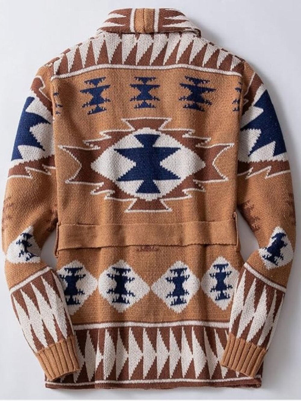 NWOT BSXDIKJU Southwestern Jacquard Belted Shawl Cardigan Sweater - Size X Large - Picture 2 of 4